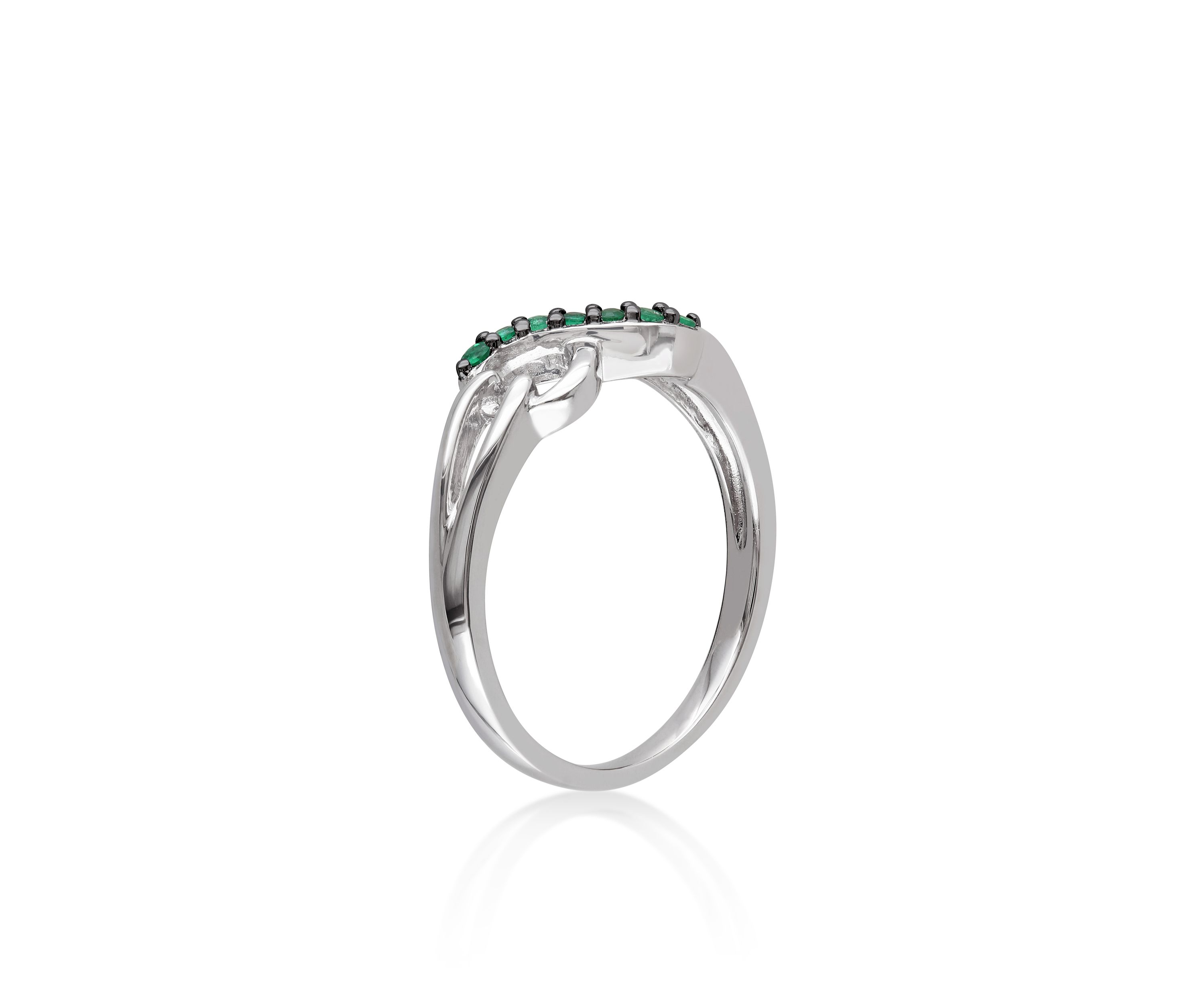 Emerald Infinity Ring in Sterling Silver