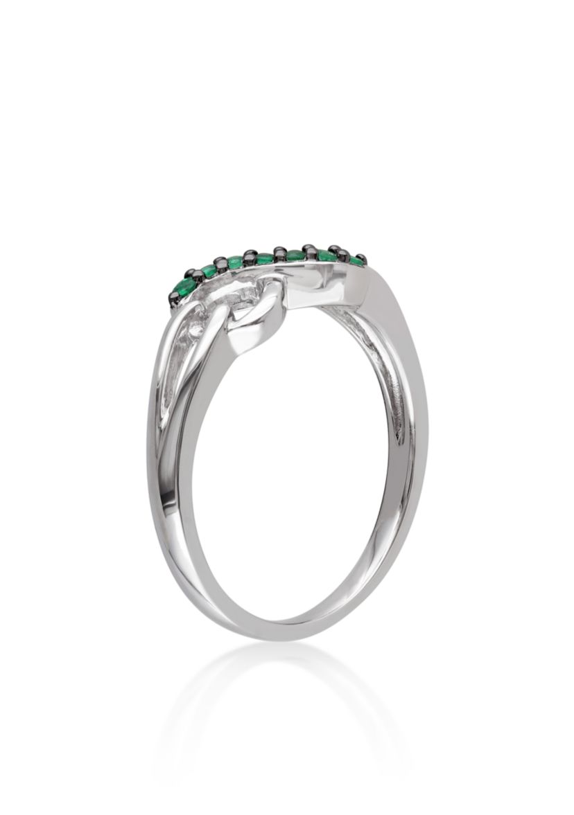 Emerald Infinity Ring in Sterling Silver