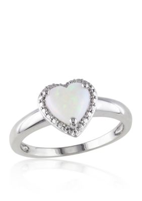 Sterling Silver Heart Opal Ring