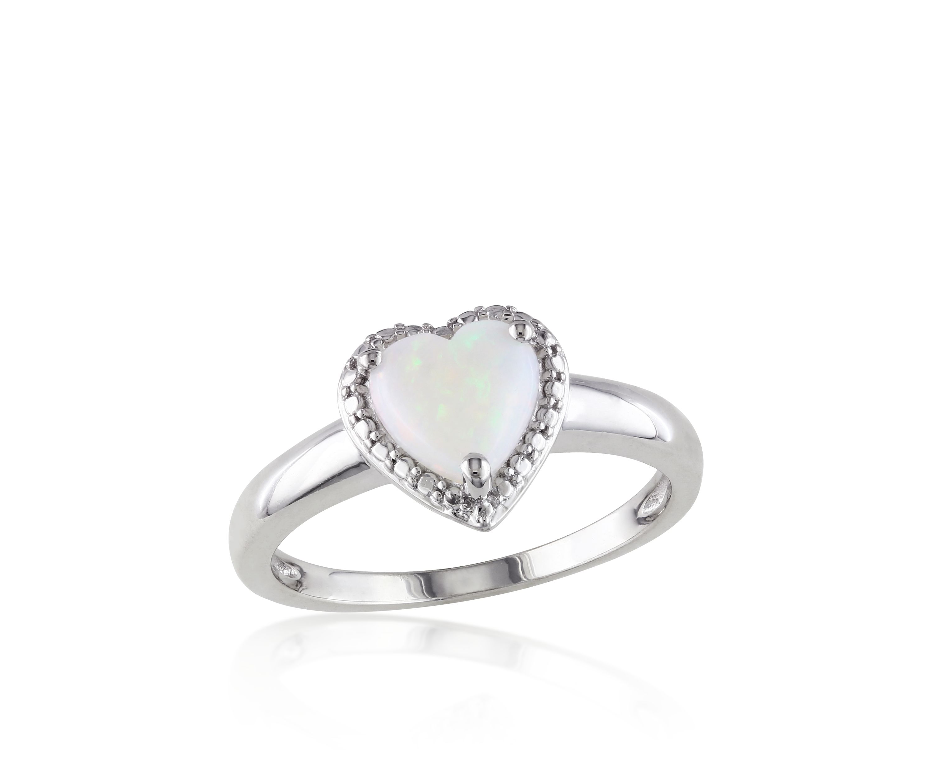 Sterling Silver Heart Opal Ring