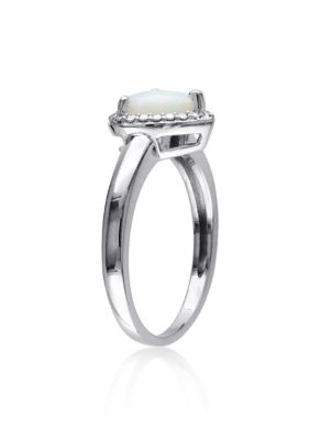 Sterling Silver Heart Opal Ring