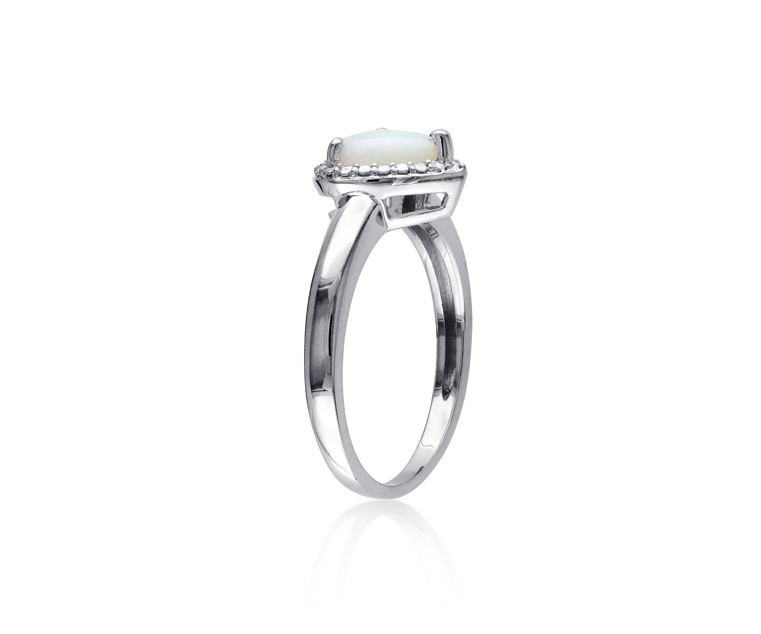 Sterling Silver Heart Opal Ring