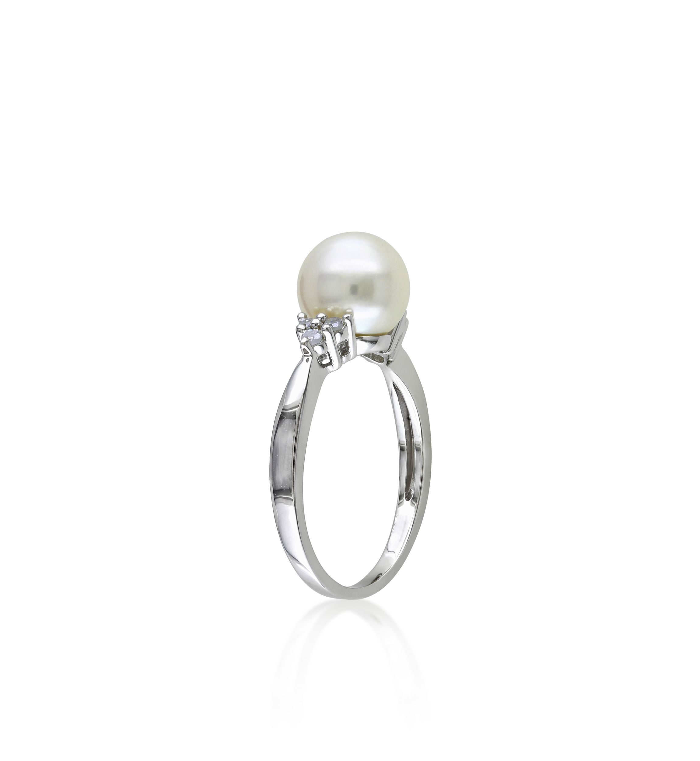Sterling Silver White Cultured Freshwater Pearl and Diamond Ring