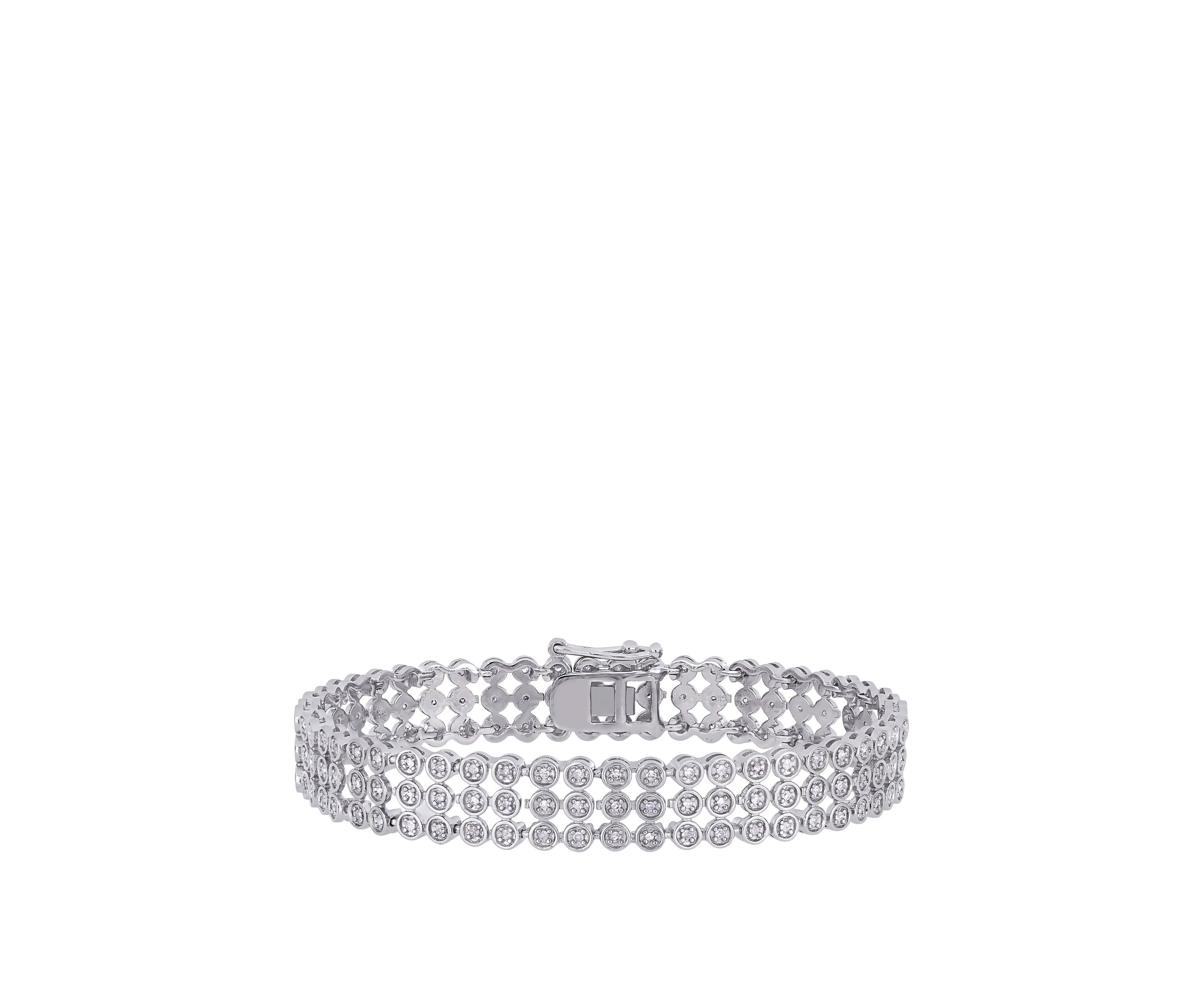 1 ct. t.w. Diamond Triple Row Tennis Bracelet in Sterling Silver