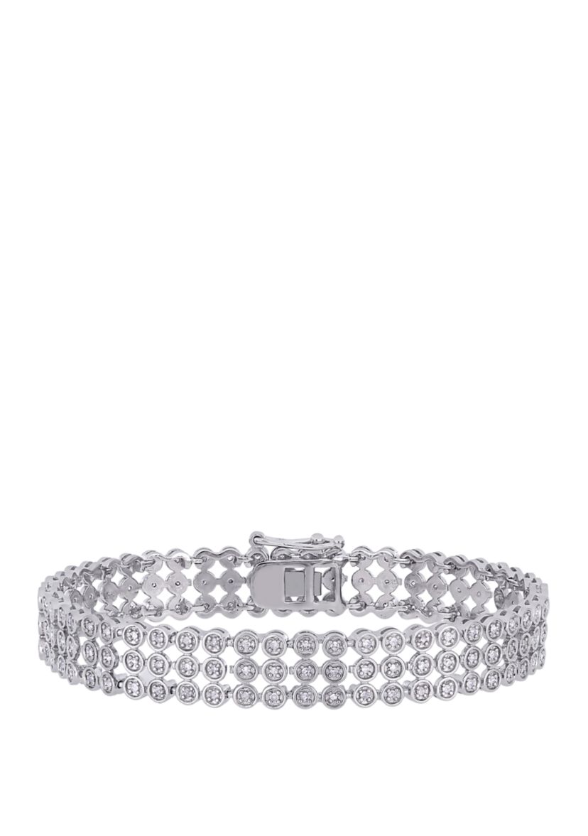 1 ct. t.w. Diamond Triple Row Tennis Bracelet in Sterling Silver