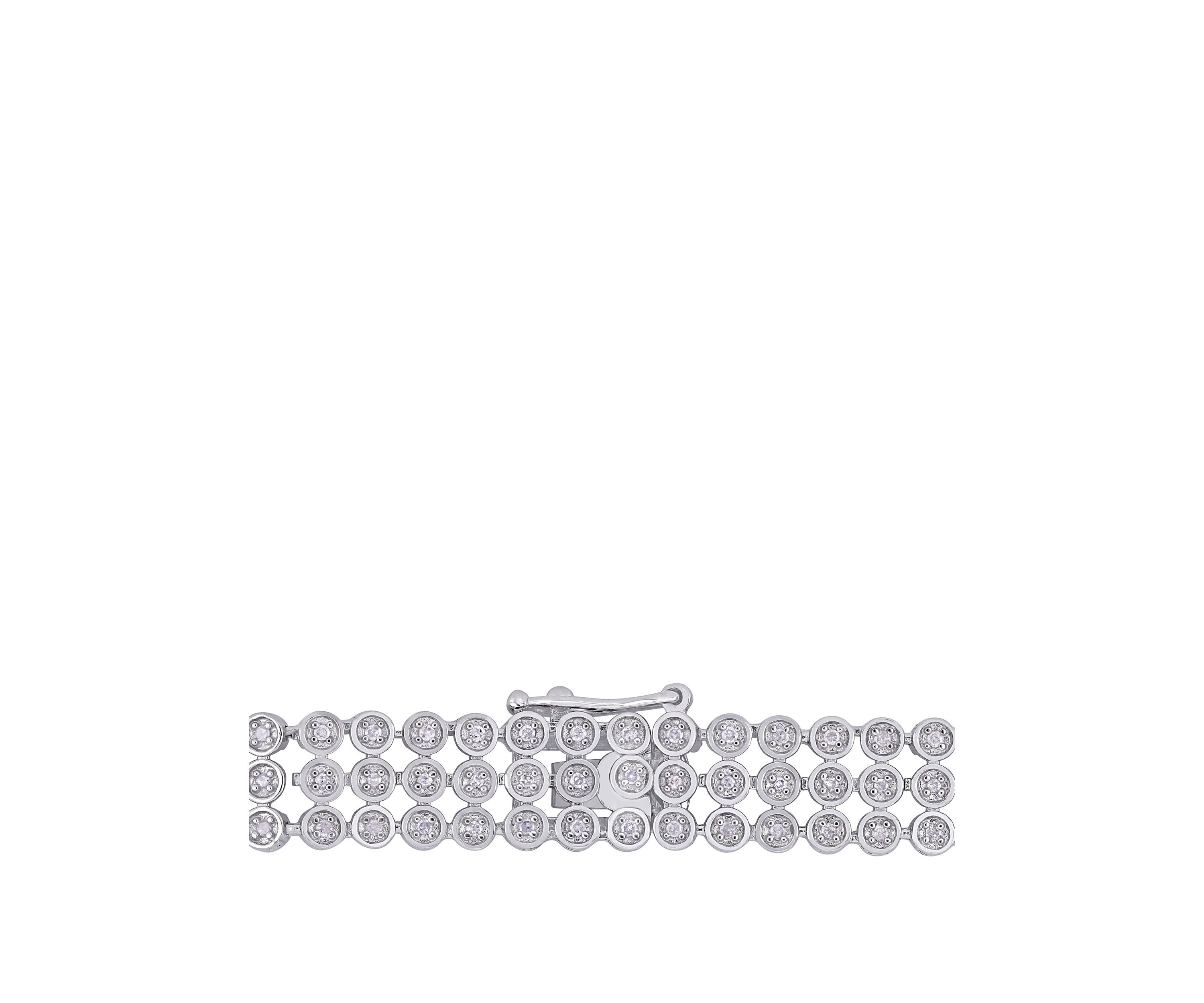 1 ct. t.w. Diamond Triple Row Tennis Bracelet in Sterling Silver