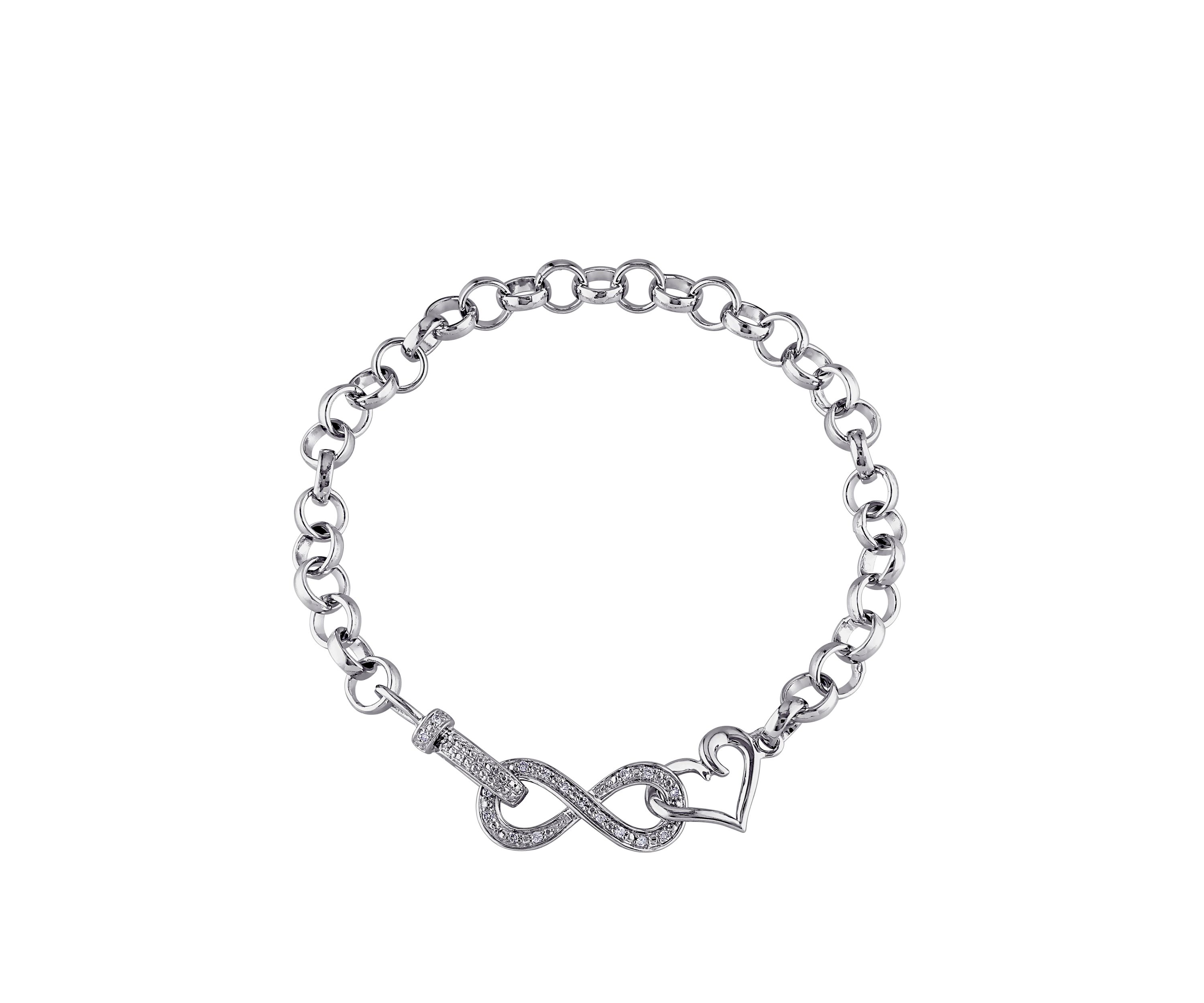 Diamond Accent Infinity Bracelet in Sterling Silver, 7.5"