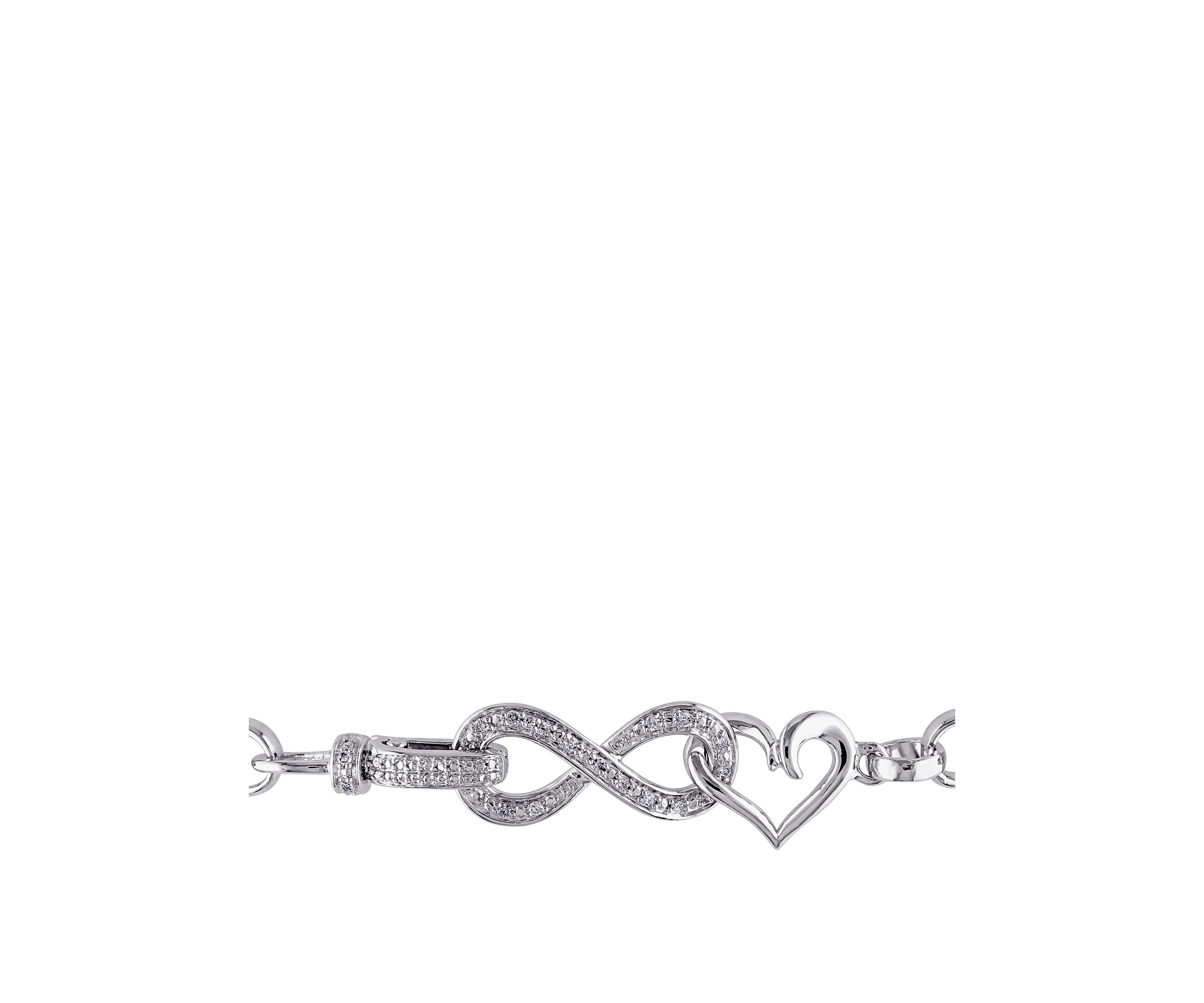Diamond Accent Infinity Bracelet in Sterling Silver, 7.5"