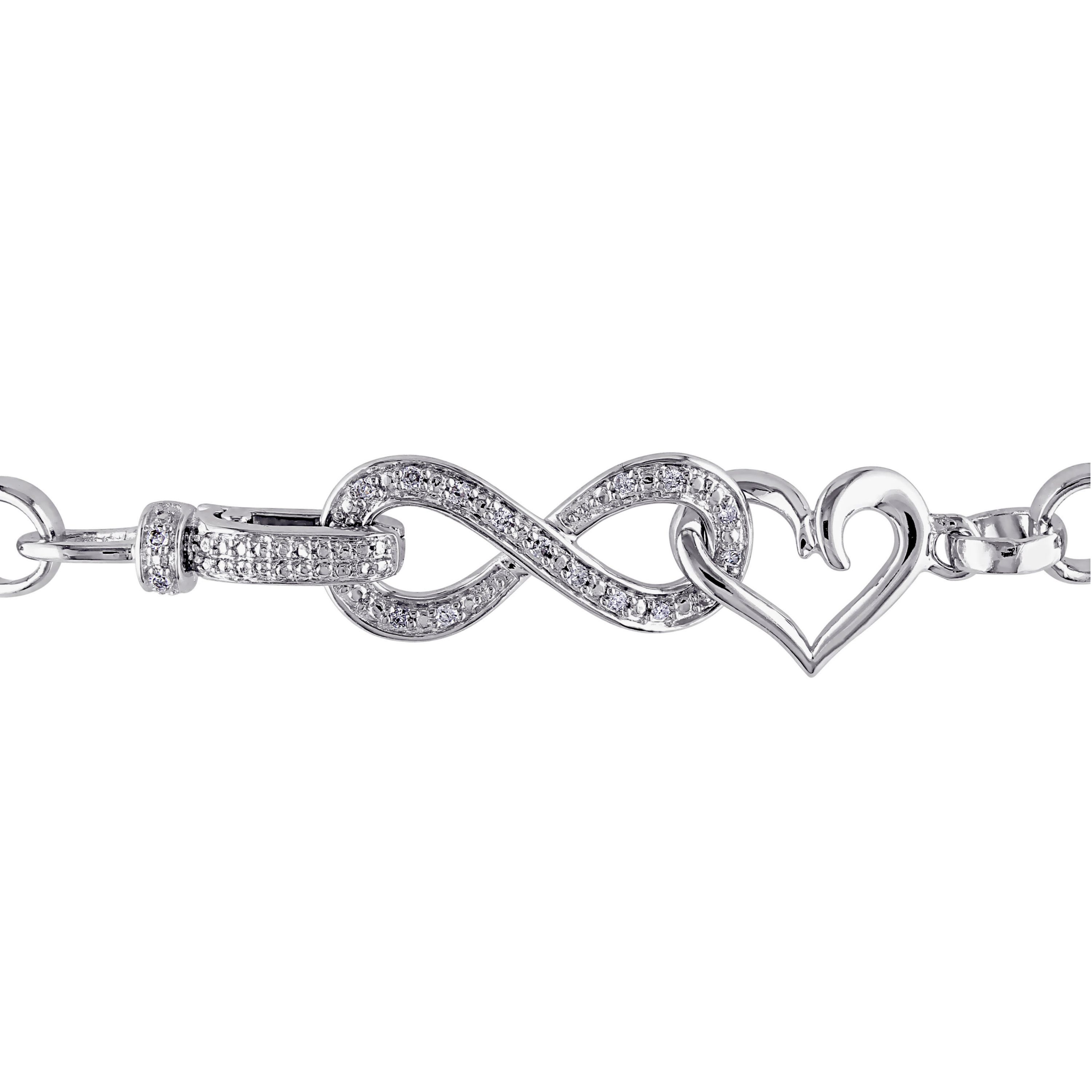 Diamond Accent Infinity Bracelet in Sterling Silver, 7.5"