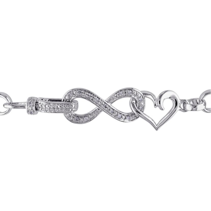 Diamond Accent Infinity Bracelet in Sterling Silver, 7.5"