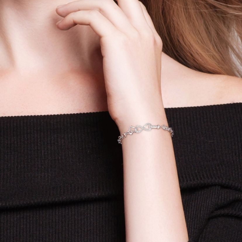Diamond Accent Infinity Bracelet in Sterling Silver, 7.5"