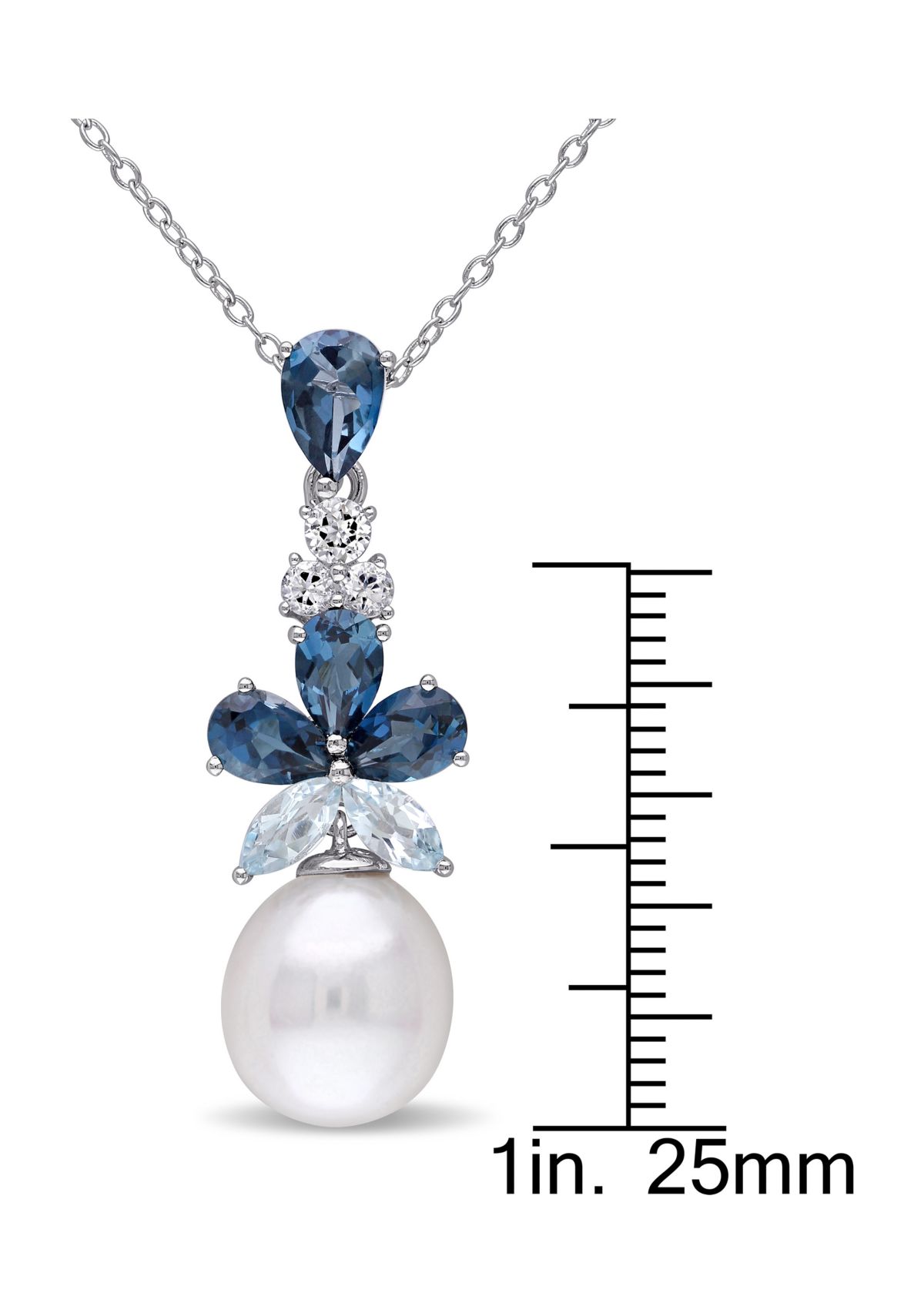 Cultured Freshwater Pearl and 3.25 ct. t.w. Topaz Drop Pendant with Chain in Sterling Silver