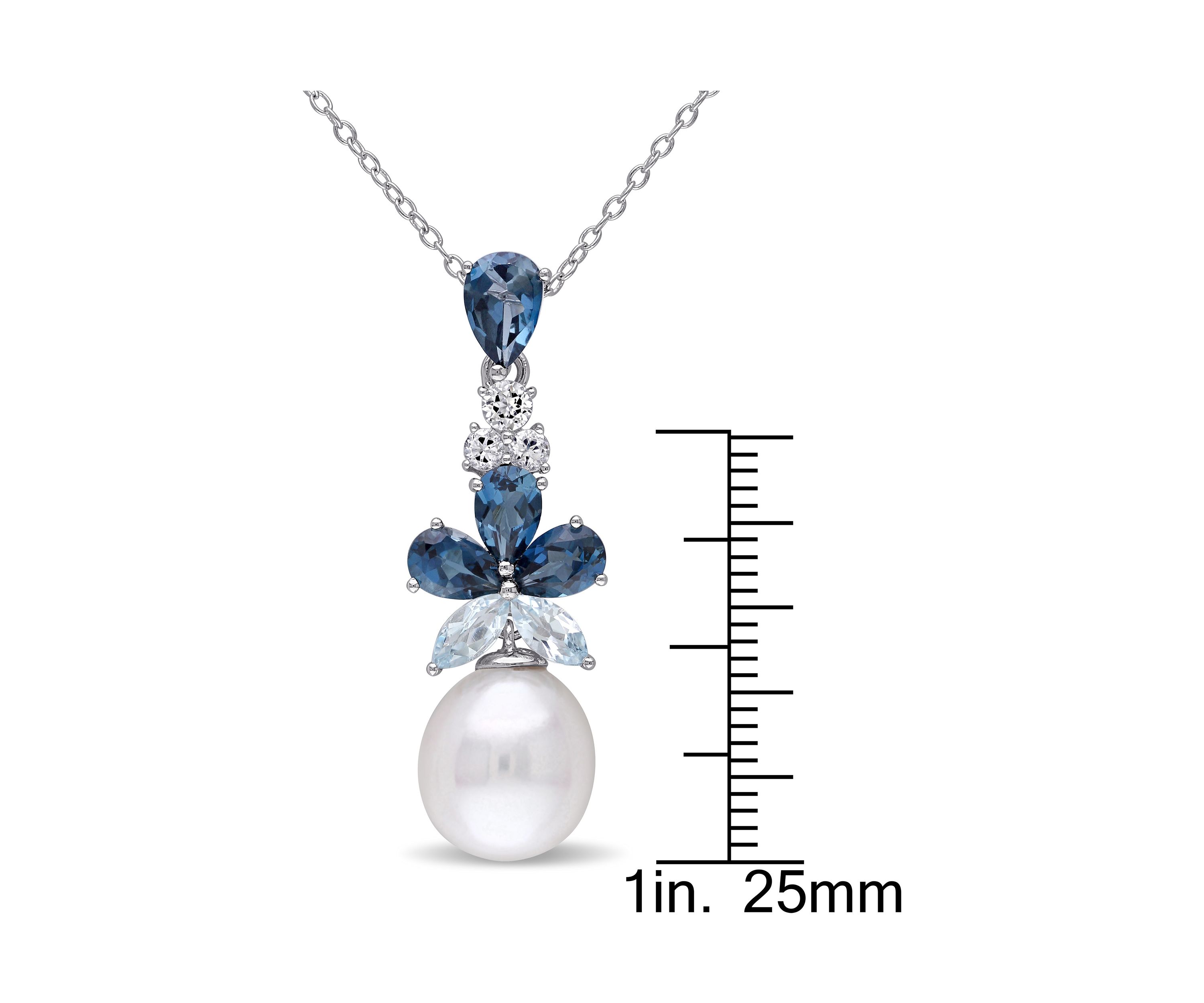 Cultured Freshwater Pearl and 3.25 ct. t.w. Topaz Drop Pendant with Chain in Sterling Silver