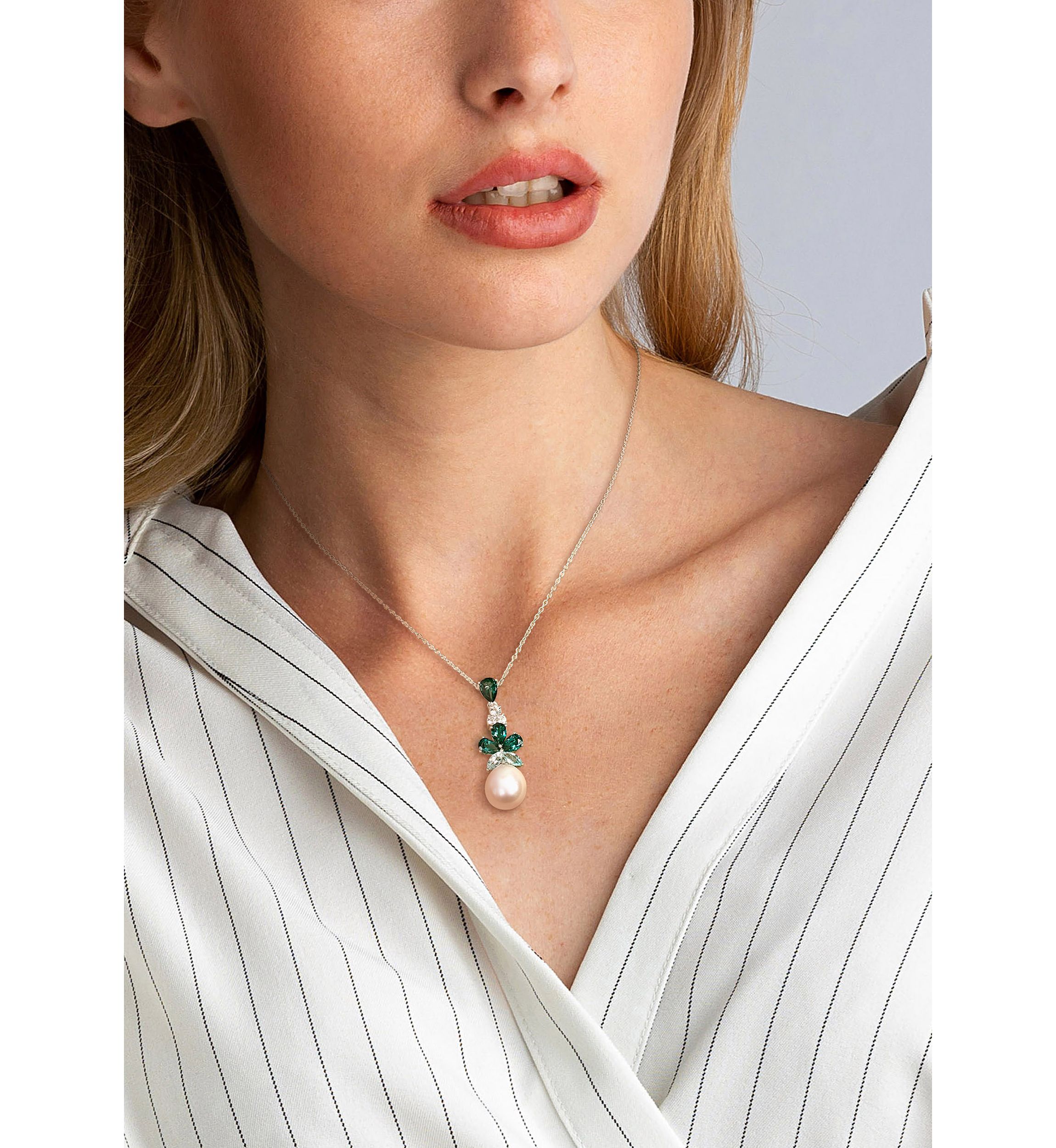 Cultured Freshwater Pearl and 3.25 ct. t.w. Topaz Drop Pendant with Chain in Sterling Silver