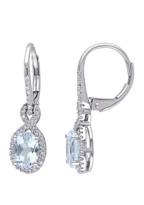 Belk & Co 1.2 Ct. T.w Aquamarine And 1/4 Ct. T.w Diamond Oval Drop Earrings In 10K White Gold
