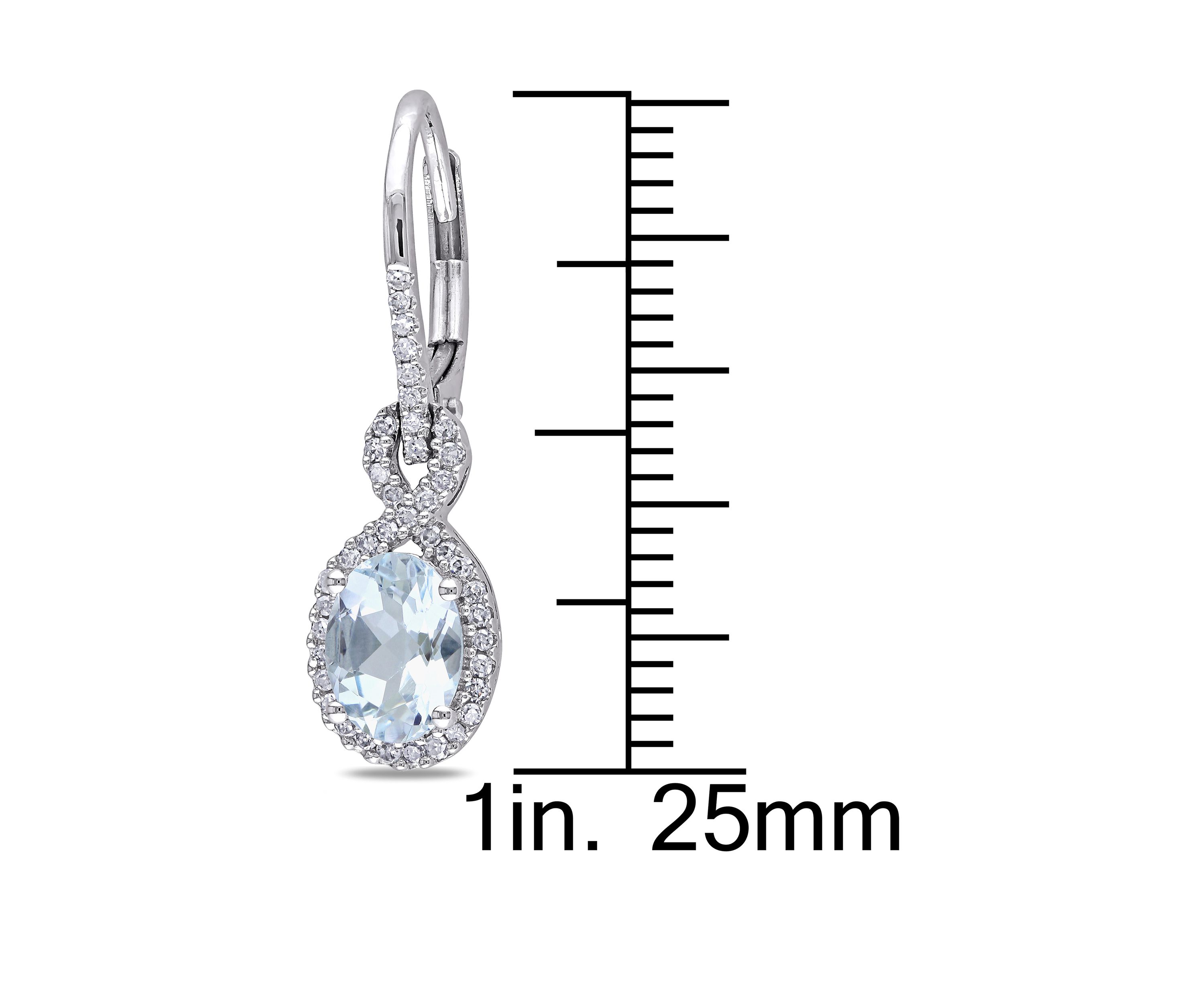 1.2 ct. t.w Aquamarine and 1/4 ct. t.w Diamond Oval Drop Earrings in 10K White Gold
