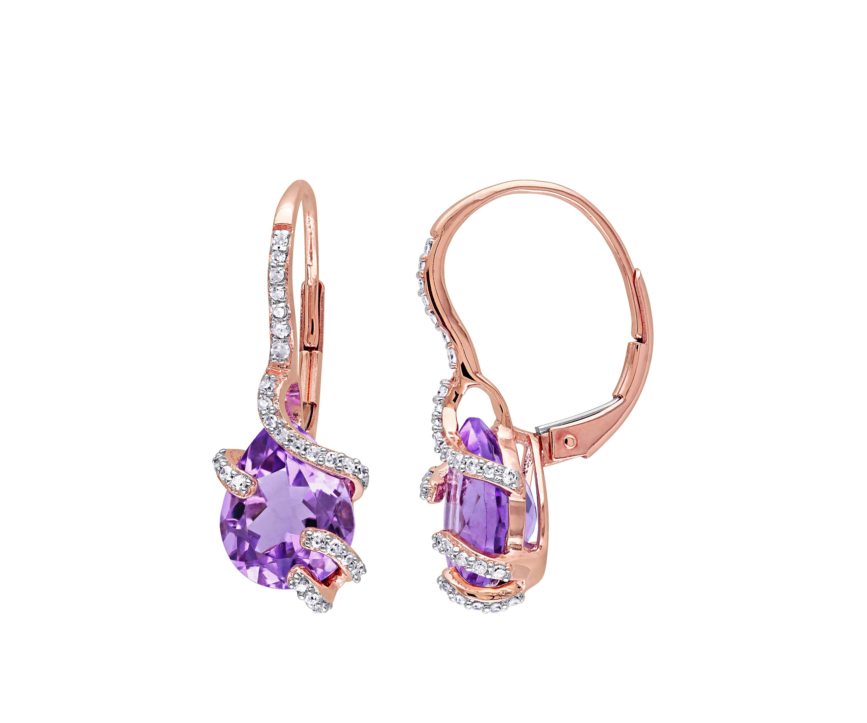 Amethyst and 1/5 ct. t.w. Diamond Swirl Drop Earrings