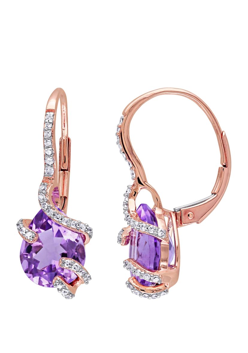Amethyst and 1/5 ct. t.w. Diamond Swirl Drop Earrings