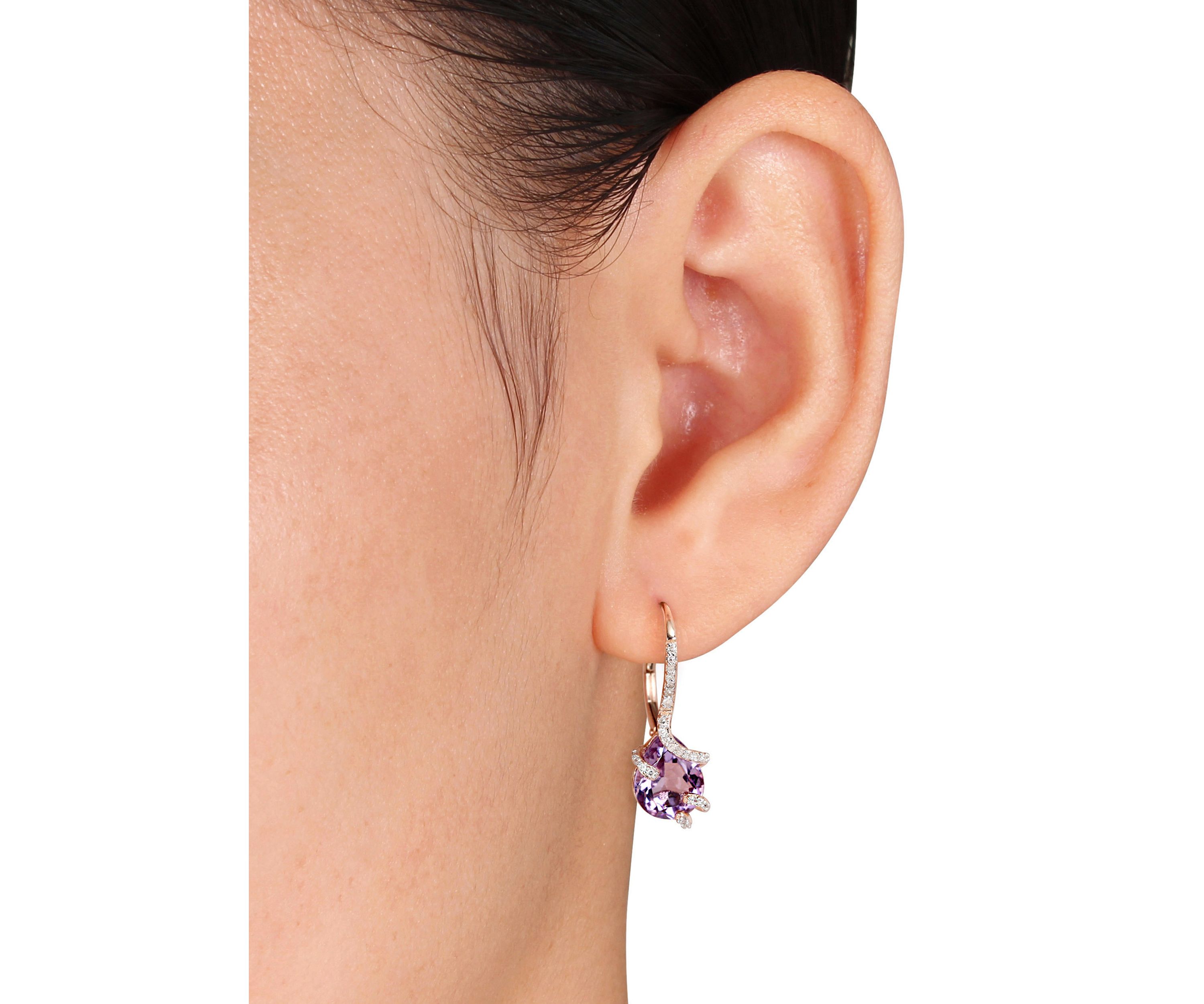 Amethyst and 1/5 ct. t.w. Diamond Swirl Drop Earrings