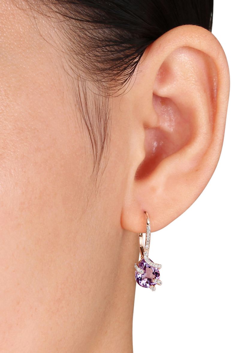 Amethyst and 1/5 ct. t.w. Diamond Swirl Drop Earrings