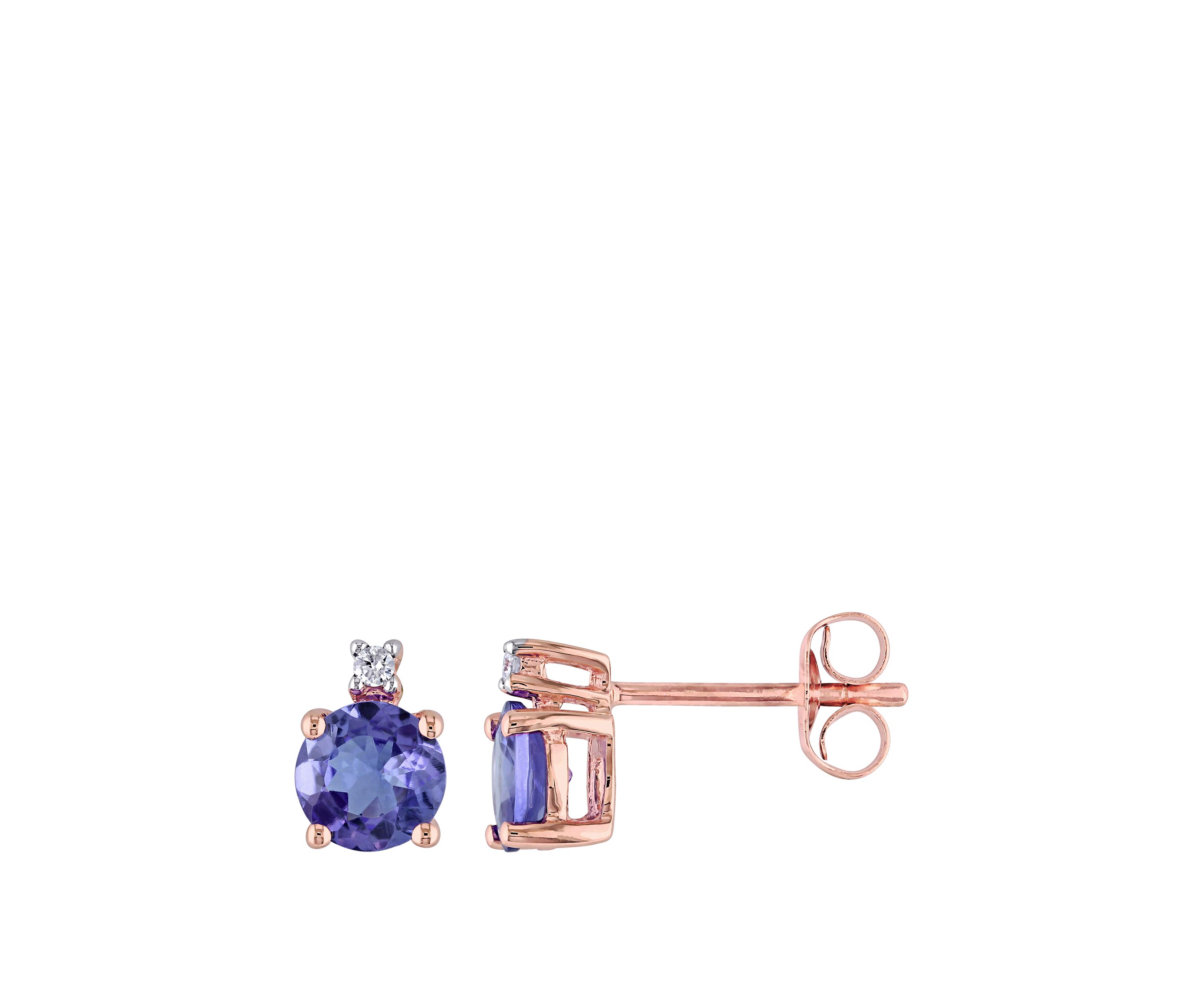 1 1/10 ct. t.w. Tanzanite, 0.02 ct. t.w. Diamond Accent Stud Earrings