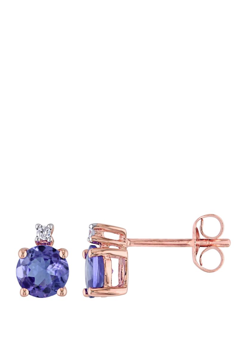 1 1/10 ct. t.w. Tanzanite, 0.02 ct. t.w. Diamond Accent Stud Earrings