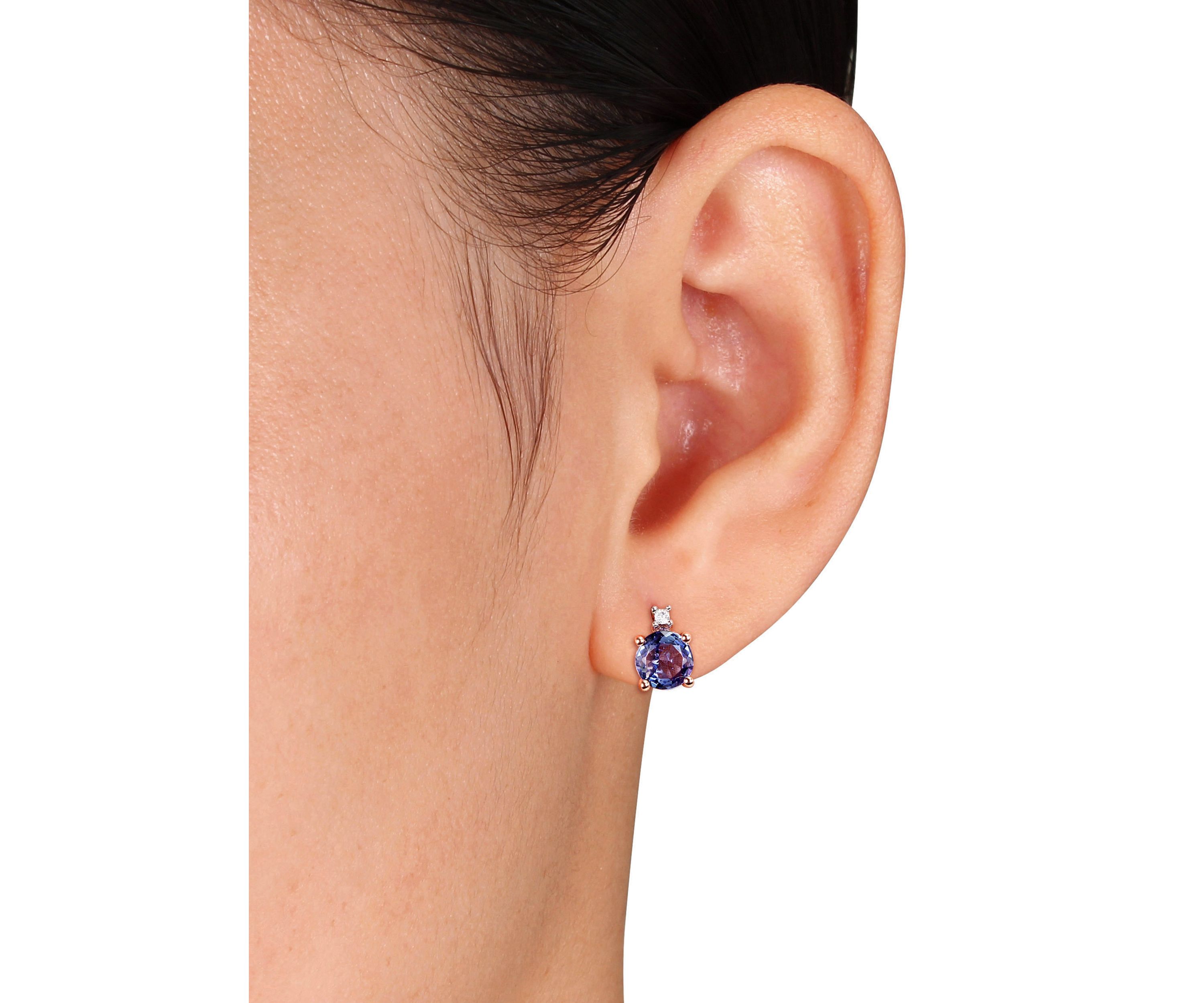 1 1/10 ct. t.w. Tanzanite, 0.02 ct. t.w. Diamond Accent Stud Earrings