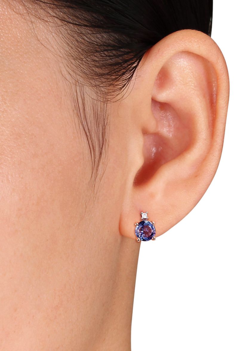 1 1/10 ct. t.w. Tanzanite, 0.02 ct. t.w. Diamond Accent Stud Earrings