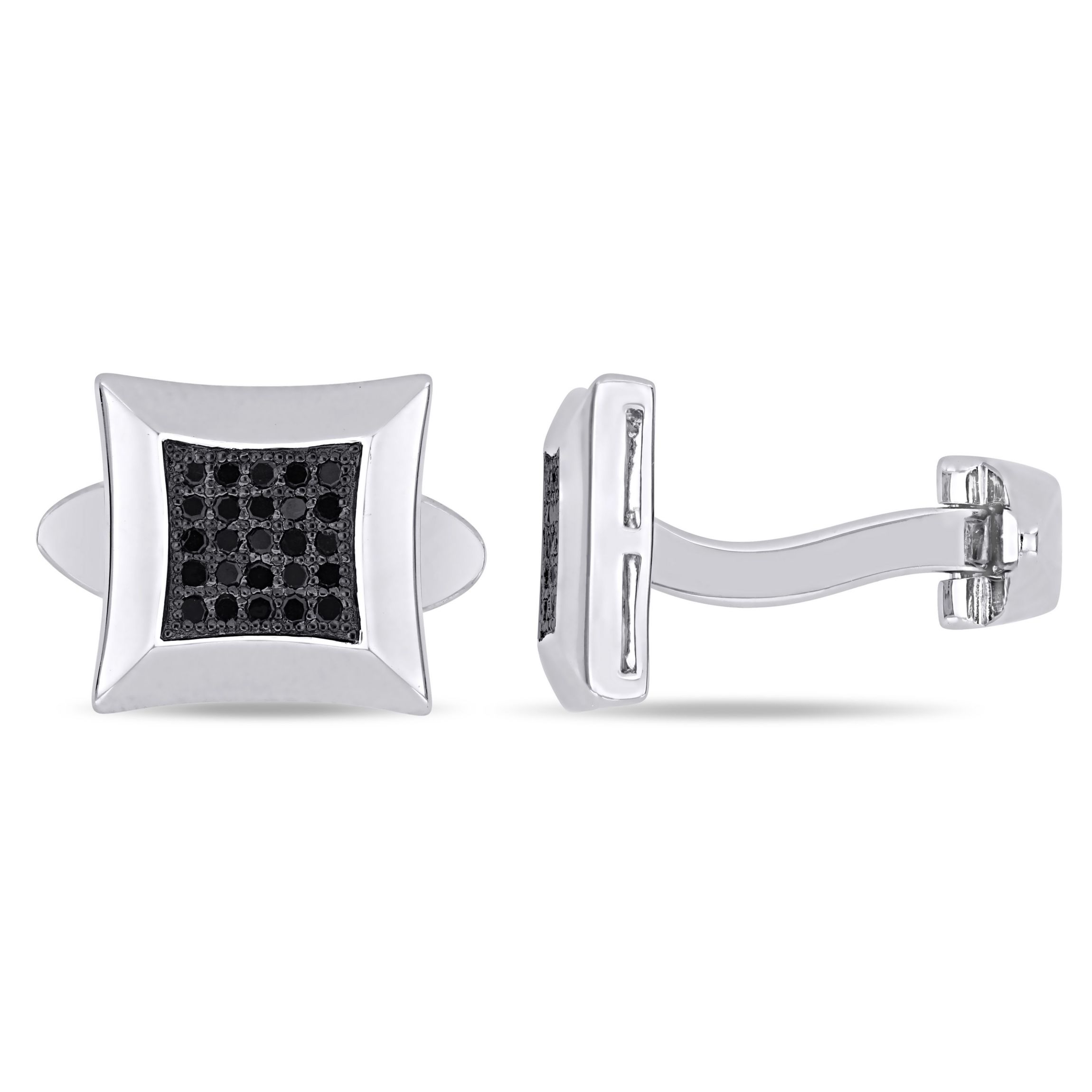1/4 ct. t.w. Black Diamond Cufflink Pin Sterling Silver with Black Rhodium Plated