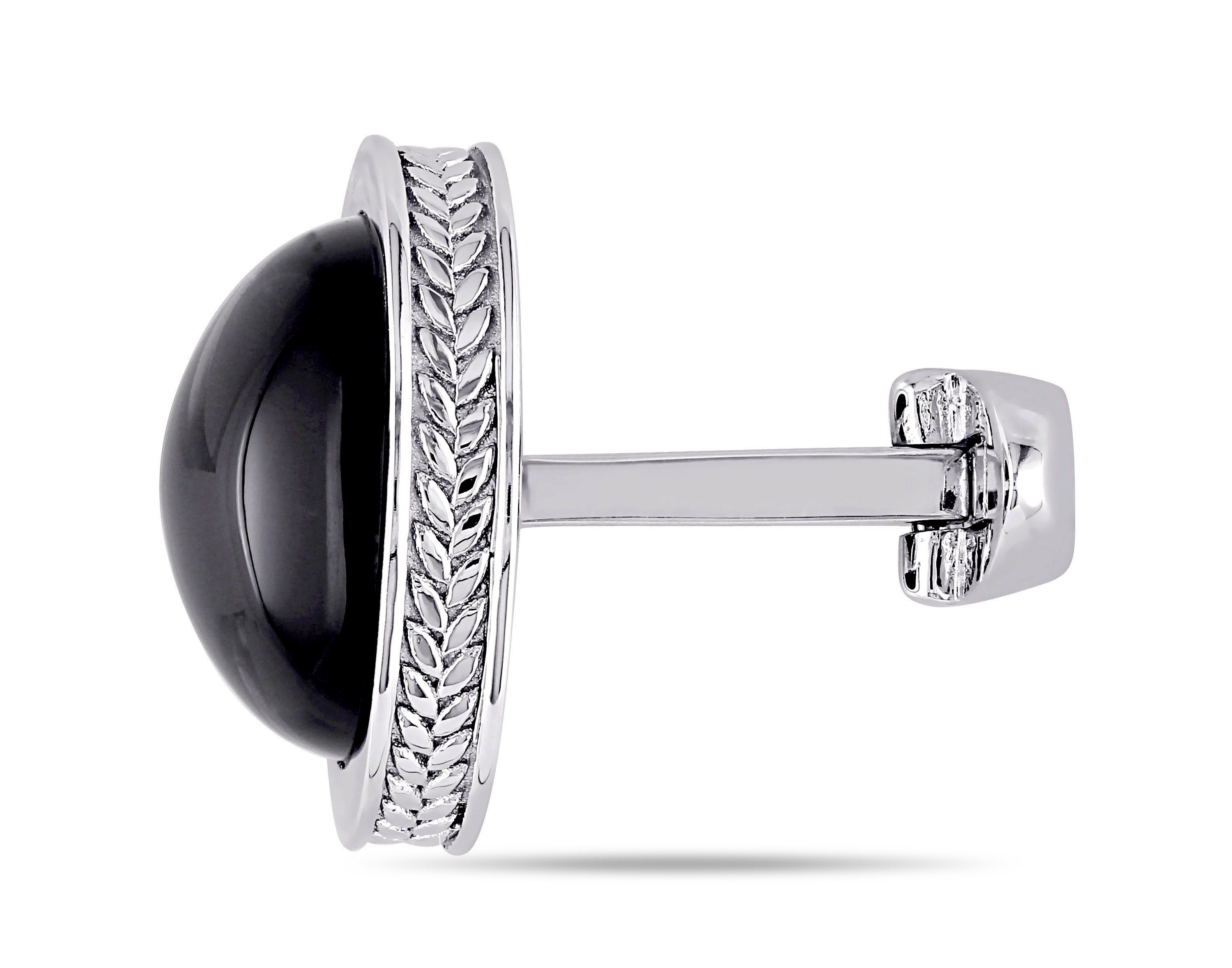 Black Onyx Cufflink Pin in Sterling Silver