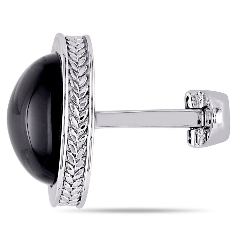 Black Onyx Cufflink Pin in Sterling Silver