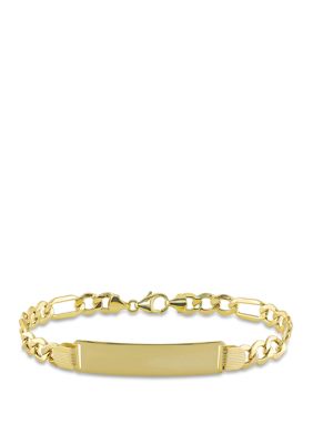 Belk & Co Men's Engravable Figaro Link Id Bracelet In 10K Yellow Gold -  0686692119314