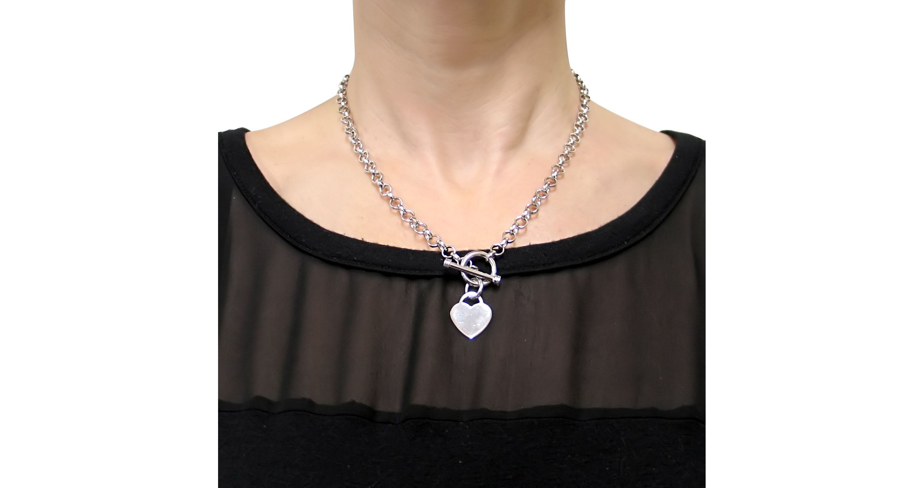 Heart Charm Necklace in Sterling Silver