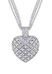  1 ct. t.w. Diamond Heart Pendant with Triple Chain in Sterling Silver