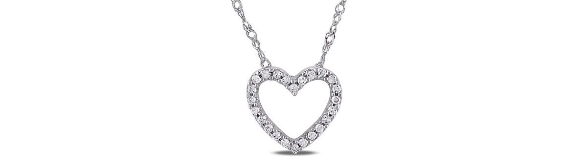 Diamond Open Heart Pendant with Chain in 14K White Gold
