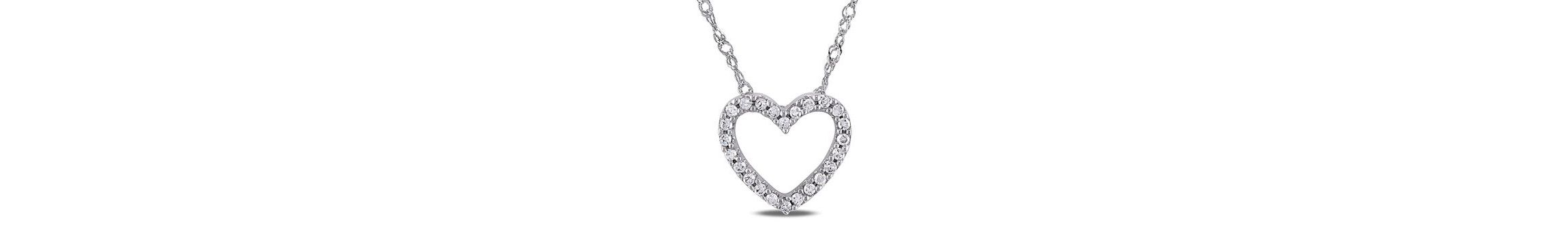 Diamond Open Heart Pendant with Chain in 14K White Gold