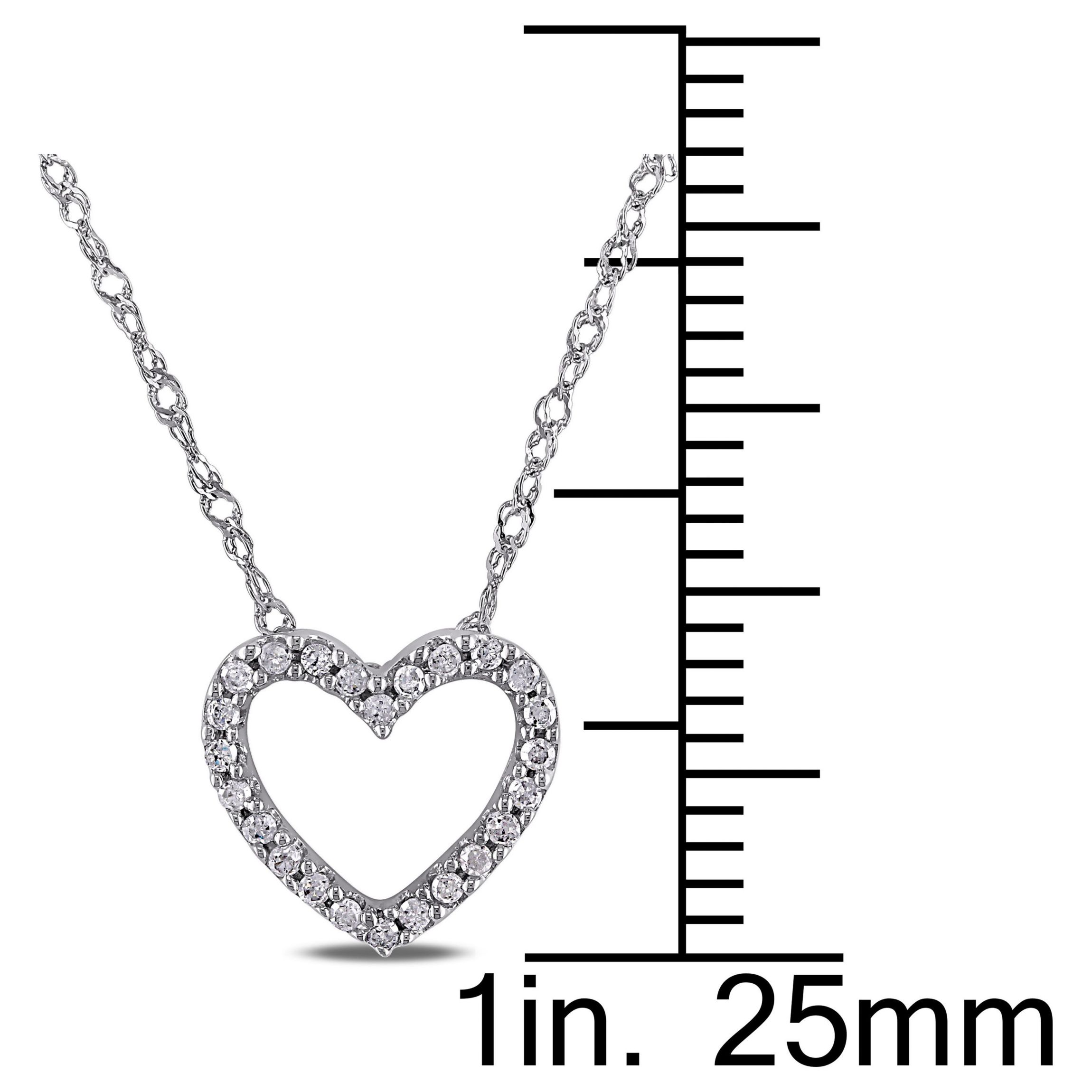 Diamond Open Heart Pendant with Chain in 14K White Gold