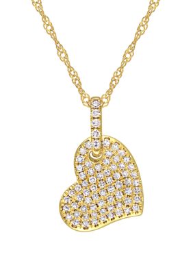 Belk & Co 1/4 ct. t.w. Diamond Heart Pendant with Chain in 14K Yellow Gold, 17 in -  0682077196970