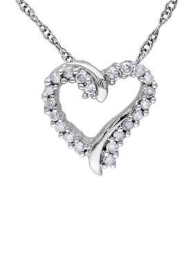 Belk & Co 1/10 Ct. T.w. Diamond Heart Pendant With Chain In 10K White Gold