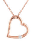 1/10  ct. t.w. Solitaire Diamond Accent Heart Pendant with Chain in 10K Rose Gold