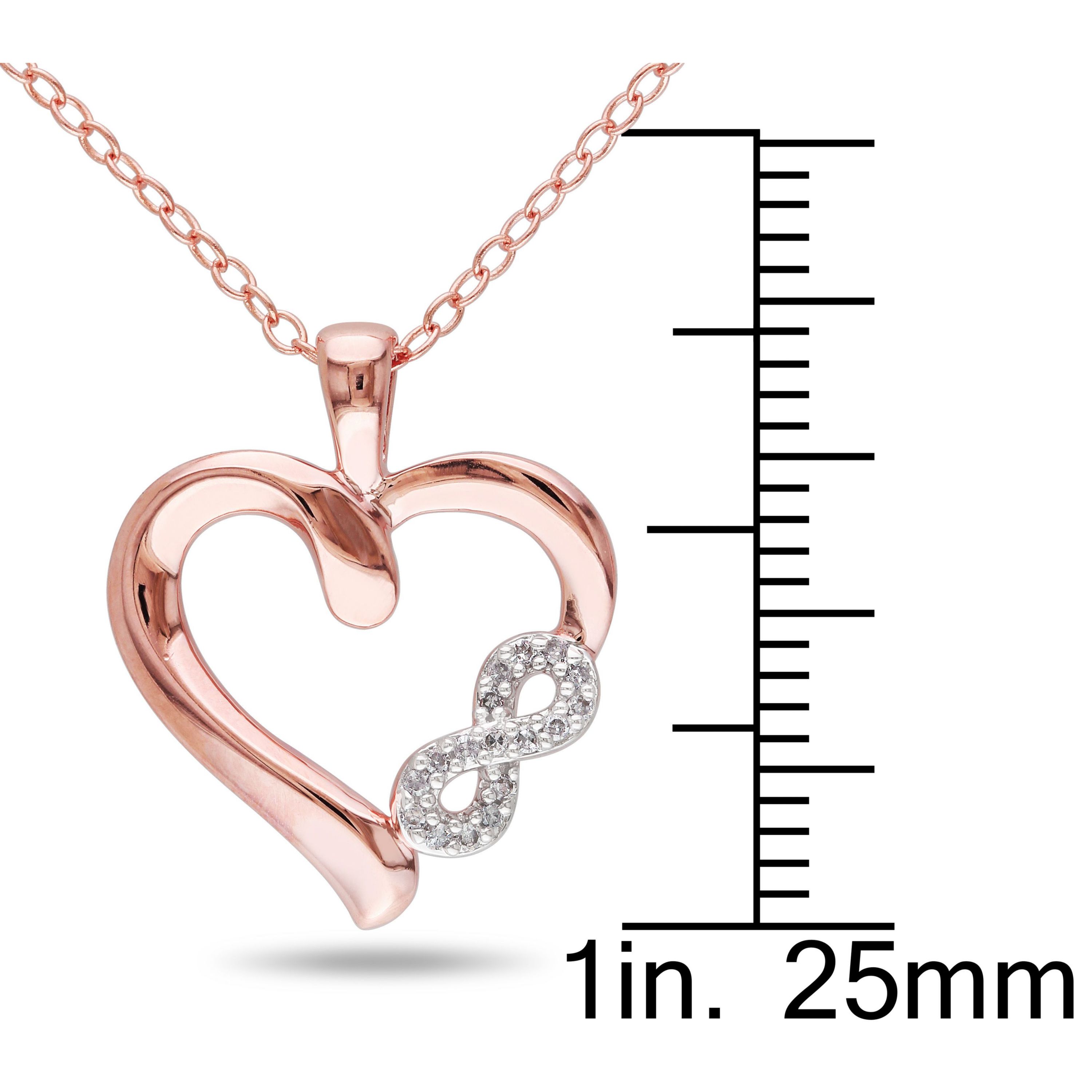 1/10 ct. t.w. Diamond Heart and Infinity Pendant with Chain in Rose Plated Sterling Silver