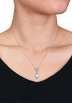 10-10.5 Millimeter Cultured Freshwater Pearl and Diamond Heart Pendant with Chain in Sterling Silver