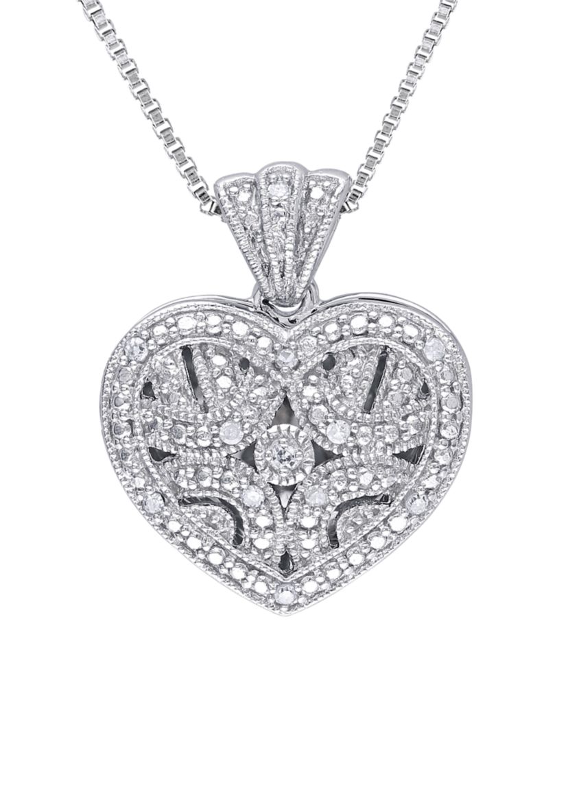 1/10 ct. t.w. Diamond Accent Heart Locket Necklace