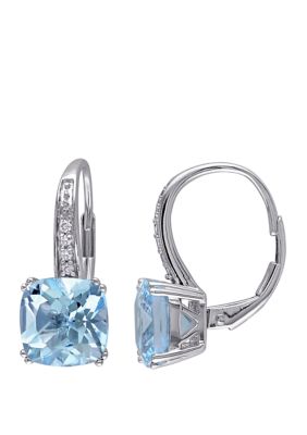 Belk & Co 5 Ct. T.w. Blue Topaz And 1/2 Ct. T.w. Diamond Accent Drop Earrings
