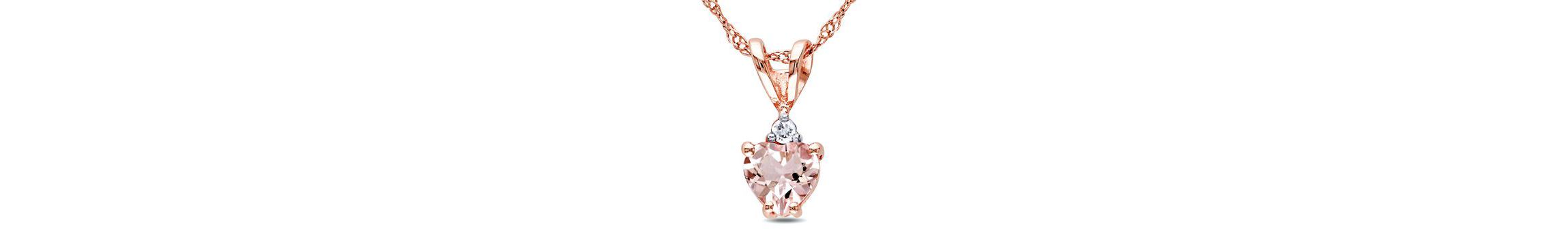 Morganite and 1/10 ct. t.w. Diamond Heart Pendant with Chain in 10K Rose Gold