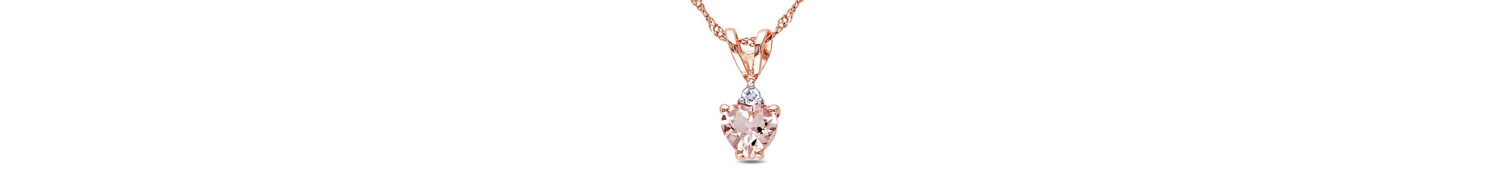 Morganite and 1/10 ct. t.w. Diamond Heart Pendant with Chain in 10K Rose Gold