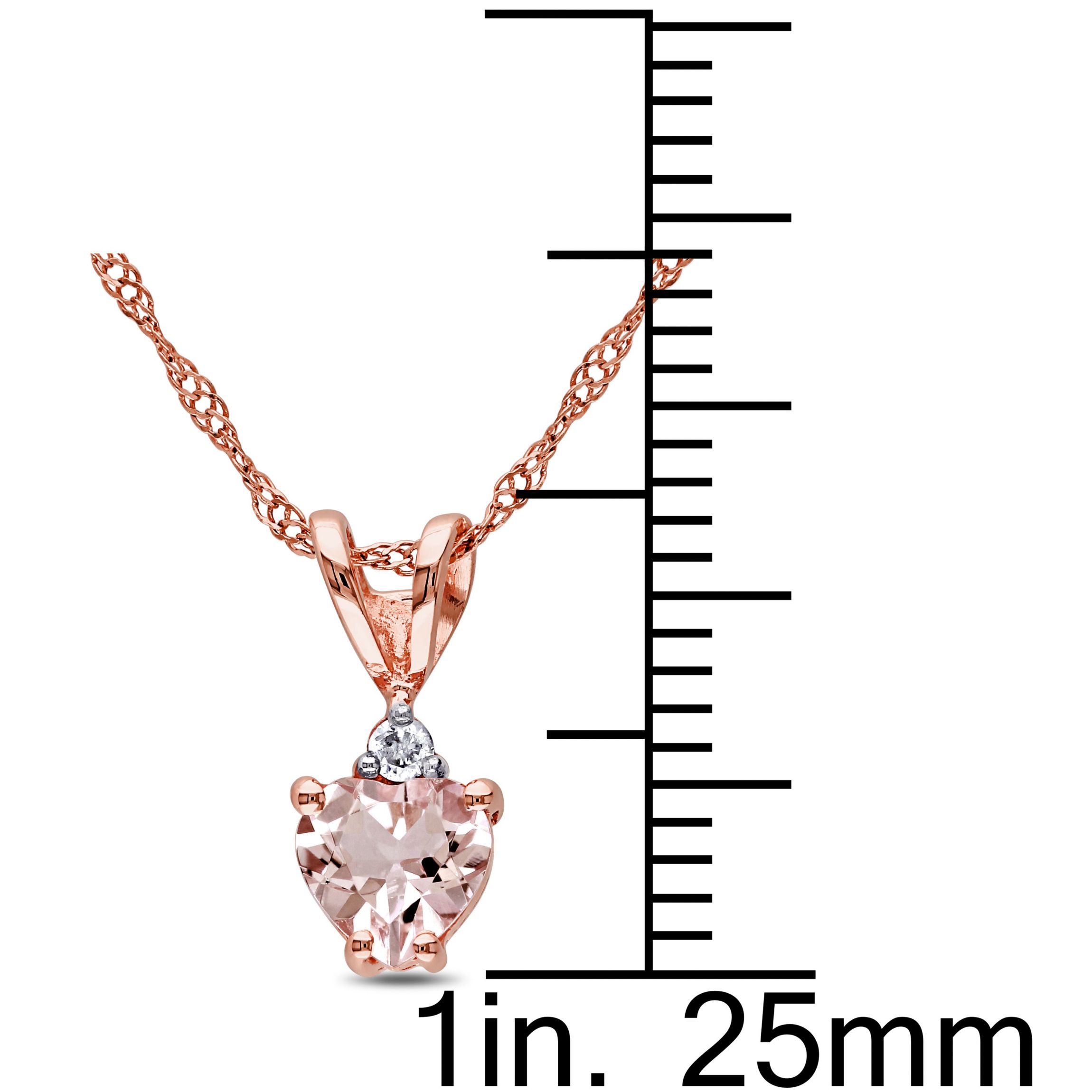 Morganite and 1/10 ct. t.w. Diamond Heart Pendant with Chain in 10K Rose Gold