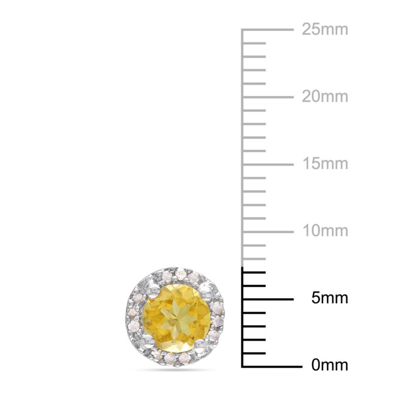 Citrine and 1/10 ct. t.w. Diamond Halo Stud Earrings in Sterling Silver
