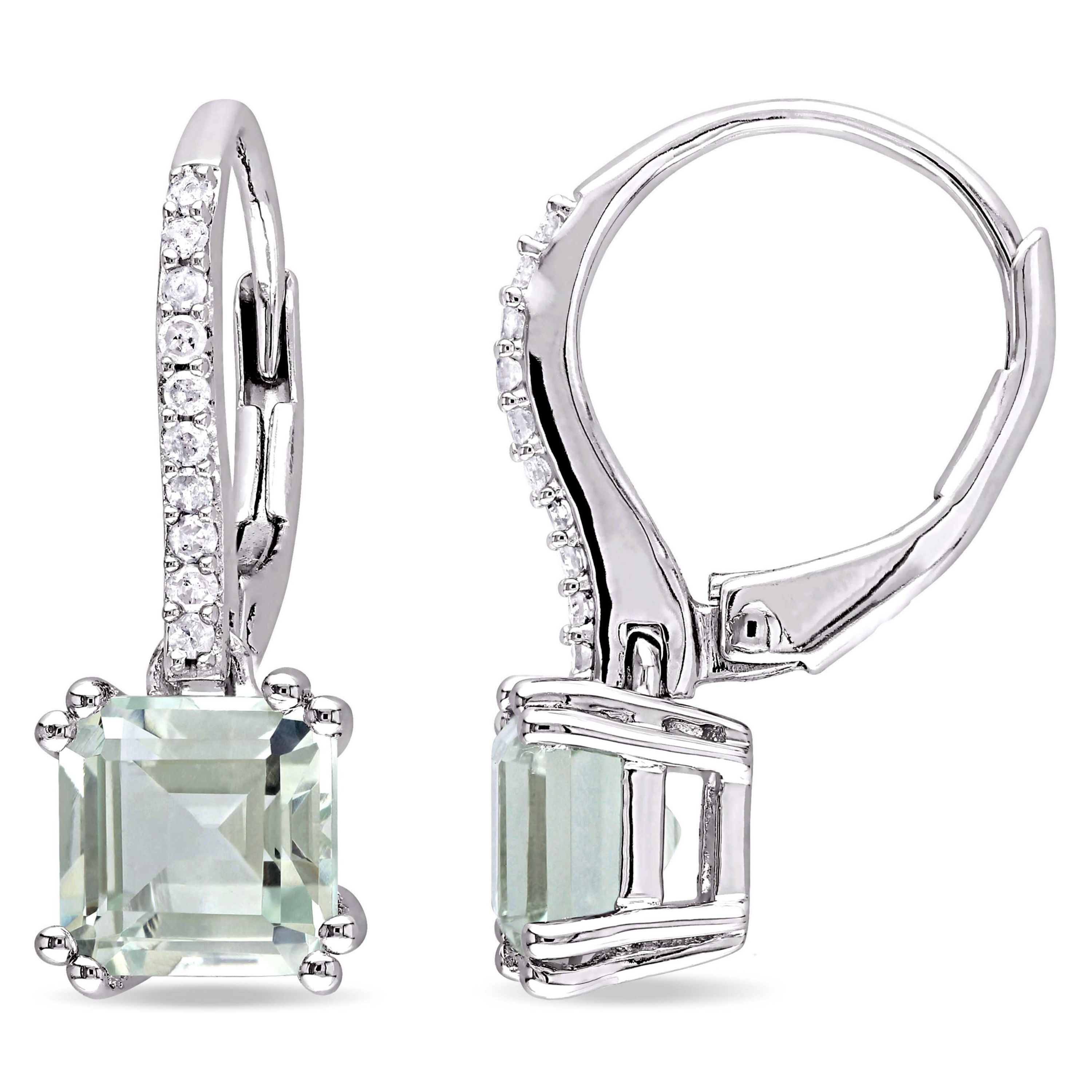 Green Quartz LeverBack Earrings in Sterling Silver