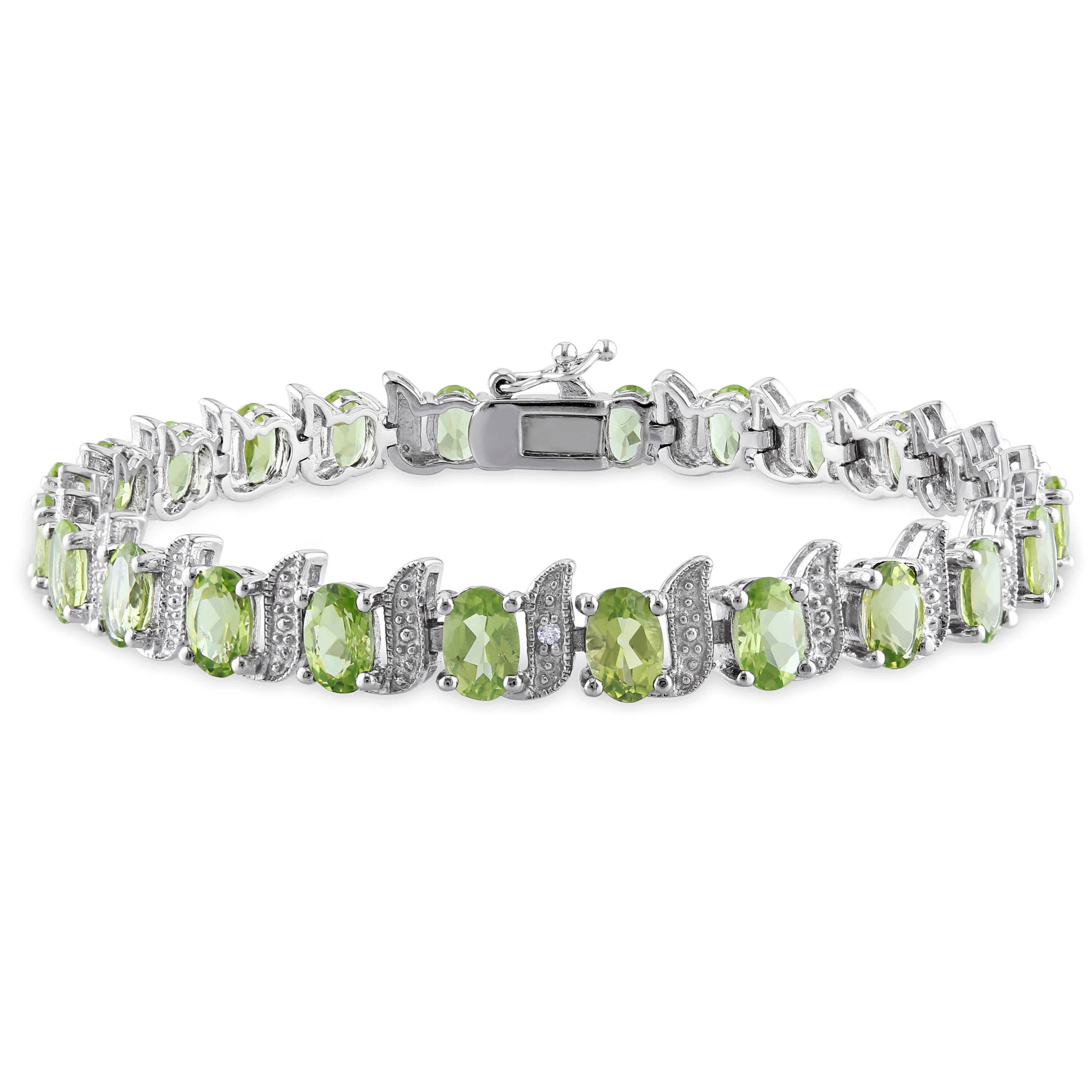 Peridot & Diamond Bracelet in Sterling Silver